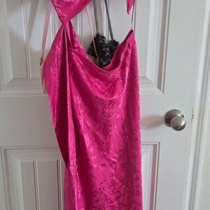 Pink Floral Satin Dress